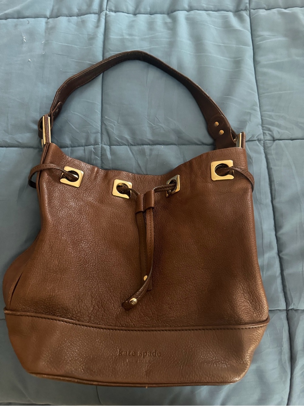 kate spade Brown Leather Shoulder Hobo with Gold-Tone Hardware